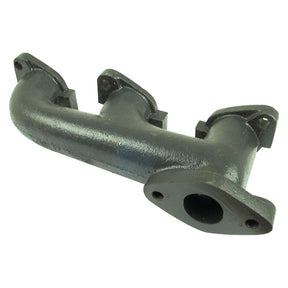 Sparex's Exhaust Manifold (3 Cyl.), Part No. S.71927, is a metal exhaust manifold with three mounting flanges and a single outlet, featuring M10 x 1.25 elbow mounting studs ideal for Kubota L2000 applications, showcased on a white background.
