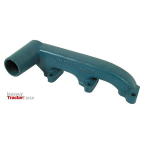 A blue metal exhaust manifold pipe with three mounting points from Sparex, bearing the branding text "Massey Tractor Parts" in the lower-left corner. Ideal for Ford New Holland models, identified as Exhaust Manifold (4 Cyl.) | Sparex Part No.S.60647.
