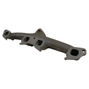 The Sparex Exhaust Manifold (4 Cyl.) | Sparex Part No.S.61645 is a metal manifold designed for a 4-cylinder Ford New Holland, featuring three openings on one side and two on the other, to efficiently connect engine cylinders to the exhaust system.