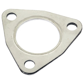 Exhaust Manifold Gasket (Sparex Part No. S.40645) by Sparex, featuring a triangular metal flange with three bolt holes and a central circular opening, specifically designed for the Massey Ferguson's Perkins Engine manifold to elbow connection.