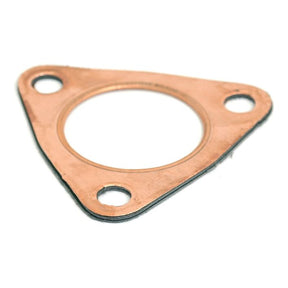Exhaust Manifold Gasket with three holes, one in each corner and a larger one in the middle. Ideal for use with a Ford Perkins Engine or connecting a manifold to a 180° elbow. Available from Sparex, Part No.S.40646.