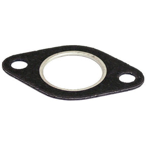 The Sparex Exhaust Manifold Gasket (Part No. S.41348) is an oval-shaped metal gasket featuring two bolt holes on opposite ends, specifically designed for securing the manifold to the head in Perkins engines.