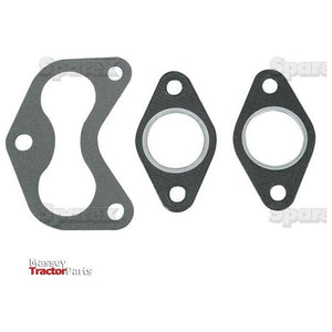 Three black exhaust manifold gaskets of different sizes are displayed against a white background, labeled as Sparex Part No. S.57844, and compatible with Massey and Case IH models.