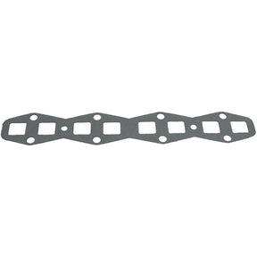 The Sparex Exhaust Manifold Gasket (Part No. S.60870) is engineered to effectively seal joints between engine components. It features multiple oval and square cutouts along with bolt holes, making it ideal for use in models such as the Continental Z120 and compatible as an exhaust manifold gasket for Massey Ferguson tractors.