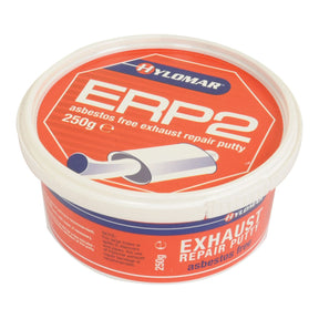 A 250g tub of Sparex Exhaust Paste (S.26681), featuring red and white labeling and a lid displaying a rolled putty illustration, perfect for leak-proof repairs and capable of withstanding temperatures up to 1000°C.