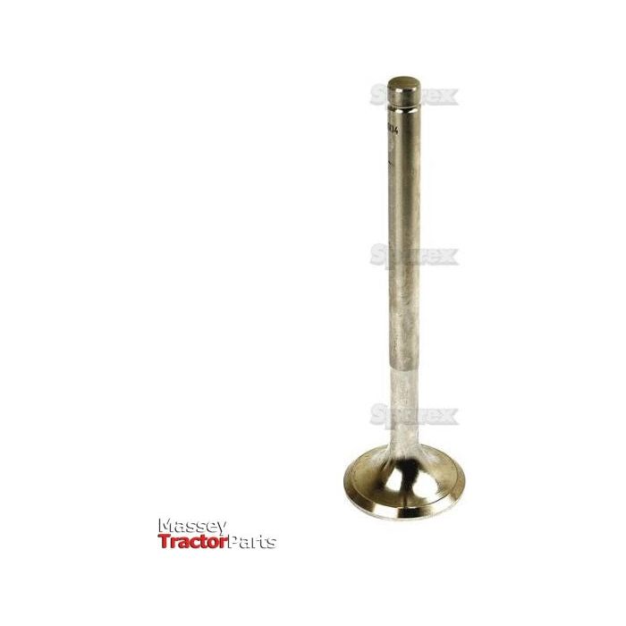 Image of a metal valve likely used for an engine, with "Massey Tractor Parts" logo in the bottom left corner. This Exhaust Valve Standard (Sparex Part No. S.57604) component is designed for heavy-duty machinery from brands like Massey and Case IH.