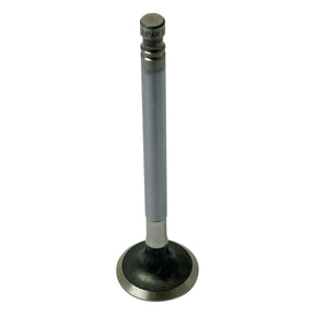 A single metal exhaust valve with a cylindrical stem and a flat disc at one end, standing upright against a plain white background. This precise component is ideal for Fiat 411R tractors and is available as the Exhaust Valve Standard (Sparex Part No.S.62363) through Sparex for reliable performance.