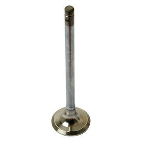 An Exhaust Valve Standard (Sparex Part No. S.69962) from Sparex, featuring a circular head and cylindrical shaft, standing upright on a white background, perfectly complements Deutz-Fahr machinery.