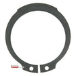 A circular black External Circlip, measuring 17mm, with two small holes near the open ends, displayed on a white background. An image watermark at the bottom left reads "Massey Tractor Parts." This retaining ring clip adheres to DIN 471 standards and is identified as Sparex Part No.S.55072.