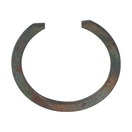 A rusted, semi-circular metal ring with a gap at the top, resembling the External Circlip, 31.7mm (DIN | Standard No. DIN 471) (Sparex Part No.S.41628) commonly found in Massey Ferguson machinery, by Sparex.