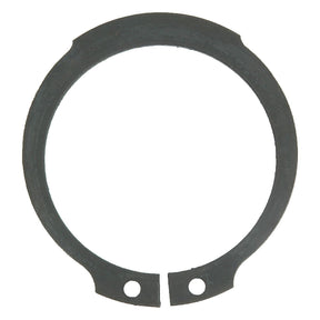 The Sparex External Circlip, 46mm (DIN 471) | Sparex Part No. S.2892, is commonly used in Massey Ferguson machinery and features a metal retaining ring with two holes near the ends, forming a circular shape with a small gap.