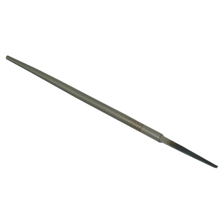 The FILE-10'' ROUND BASTARD, with Sparex Part No. S.5859, is a 250 mm file featuring a tapered end and textured surface, commonly used for smoothing or shaping materials.