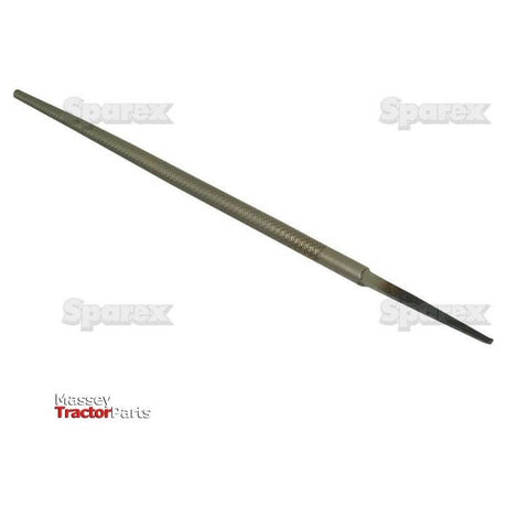 A 10'' round bastard file from Sparex (Part No. S.5859) featuring a textured handle, ideal for shaping and smoothing surfaces. The file is angled slightly upward against a white background, with "Sparex" and "Massey Tractor Parts" logos visible in the image.