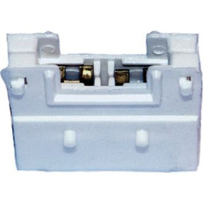 Close-up of a small white plastic electrical connector with visible metal contacts inside, resembling a compact Sparex Fuse Holder (Agripak 2 pcs.), Sparex Part No.S.26987.