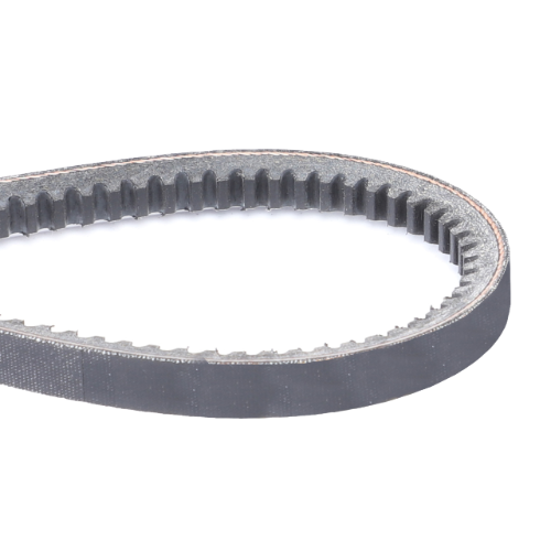 Close-up of a black Massey Ferguson - Fan Belt - 1876670M1 from AGCO forming a loop, similar to those used in Massey Ferguson tractors for mechanical power transmission.