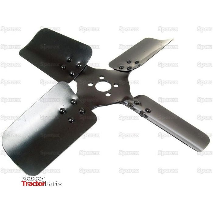 Four-blade metal cooling fan manufactured by Massey Tractor Parts, compatible with Massey Ferguson, available as Fan Blade with Sparex Part No. S.42229 from the brand Sparex.
