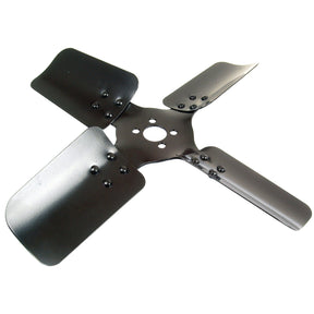 The Sparex Fan Blade (Part No. S.42229) is a four-blade metal component with a central mounting hole and rivets, uniformly shaped and laid flat on a white background, making it perfect for Massey Ferguson machinery.