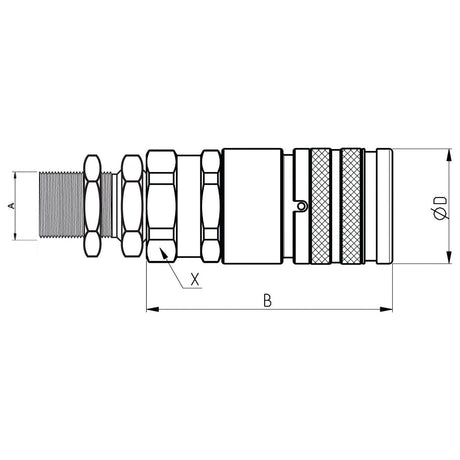 Faster Faster Flat Faced Coupling Female 3/8" Body x M22 x 1.50 Metric Male Bulkhead - S.112690 - Farming Parts