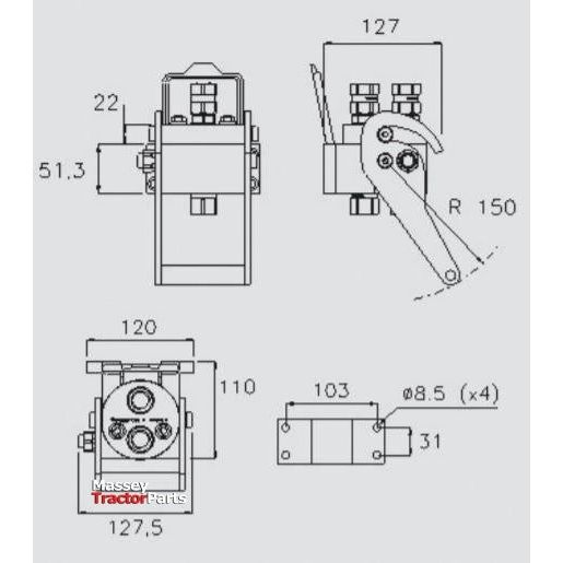 Faster Faster Multiport Coupling - 2 Ports 3/8" Body x 1/2" BSP Female Thread (Fixed Part) - S.112604 - Farming Parts