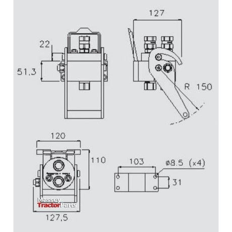 Faster Faster Multiport Coupling - 2 Ports 3/8" Body x 1/2" BSP Female Thread (Mobile Part) - S.112636 - Farming Parts