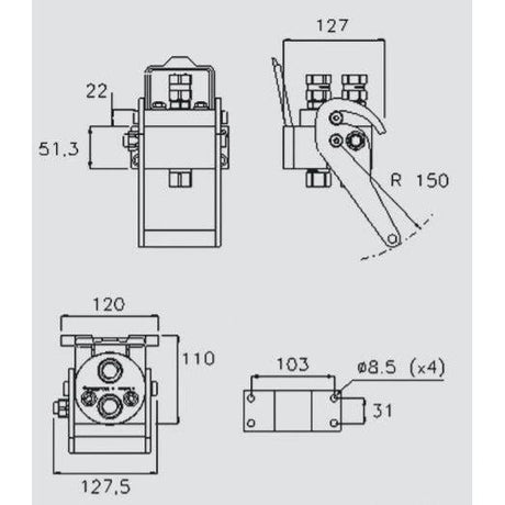 Faster Faster Multiport Coupling - 2 Ports 3/8" Body x 3/8" BSP Female Thread (Fixed Part) - S.31010 - Farming Parts