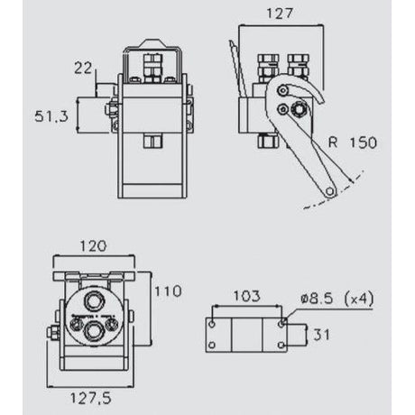 Faster Faster Multiport Coupling - 2 Ports 3/8" Body x M22 x 1.50 Metric Male Thread (Mobile Part) - S.136297 - Farming Parts