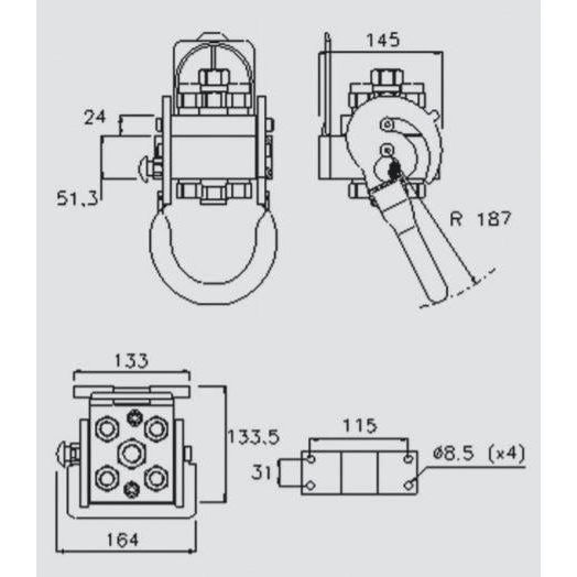 Faster Faster Multiport Coupling - 5 Ports 3/8" Body x M22 x 1.50 Metric Male Thread (Fixed Part) - S.112608 - Farming Parts