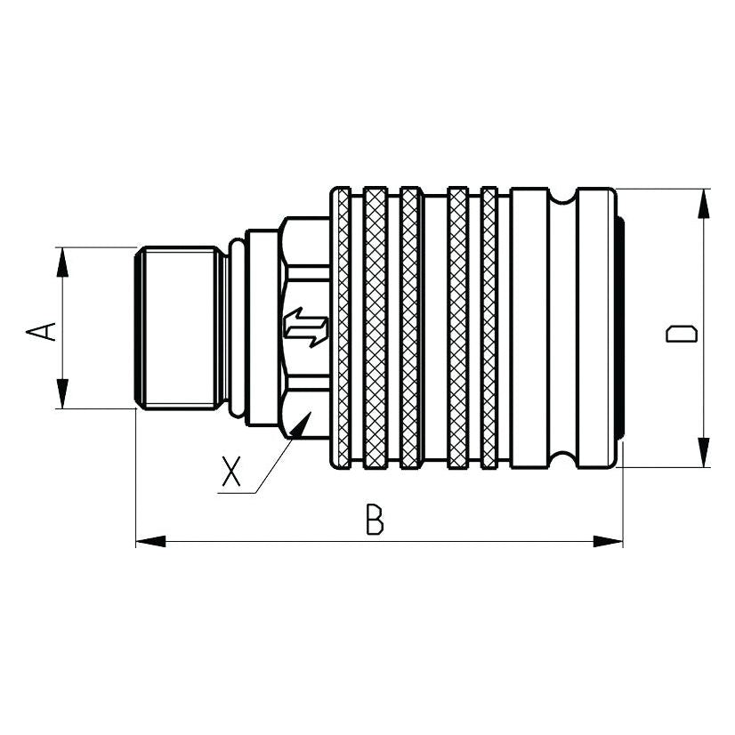 Faster Faster Quick Release Hydraulic Coupling Female 1/2" Body x M22 x 1.50 Metric Male Bulkhead - S.112666 - Farming Parts