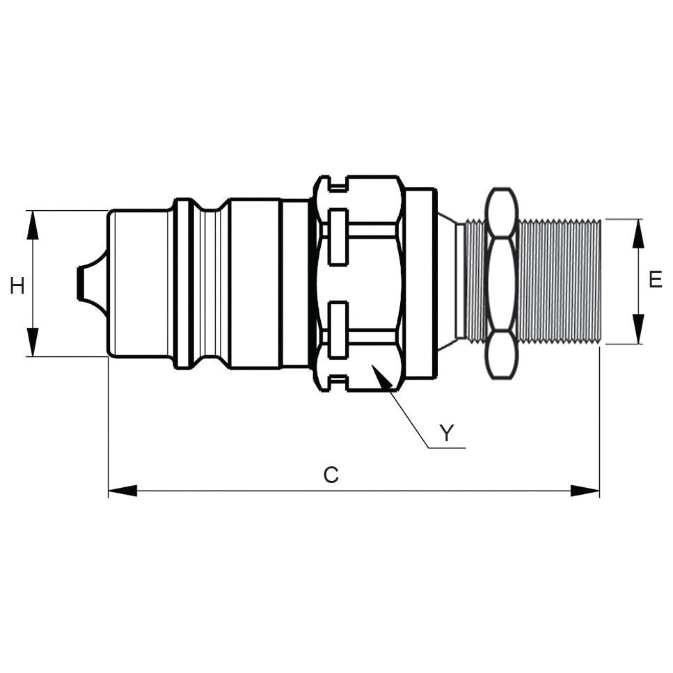 Faster Faster Quick Release Hydraulic Coupling Male 1/2" Body x M16 x 1.50 Metric Male Bulkhead - S.112659 - Farming Parts