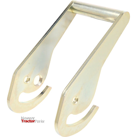 A metal bracket with two hook-like ends and a cylindrical top bar, typically used for tractor parts, featuring the "Massey Tractor Parts" logo. The Sparex Kit Multifaster - Lever - 2P206 (Sparex Part No.S.31090) ensures quick installation and removal.