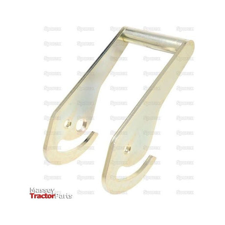 The Kit Multifaster - Lever - 2P206 (Sparex Part No.S.31090) from Sparex is a metal U-shaped tractor linkage part with mounting holes at each end, engineered for faster and smoother operations; the background features a repeating "Sparex" logo.