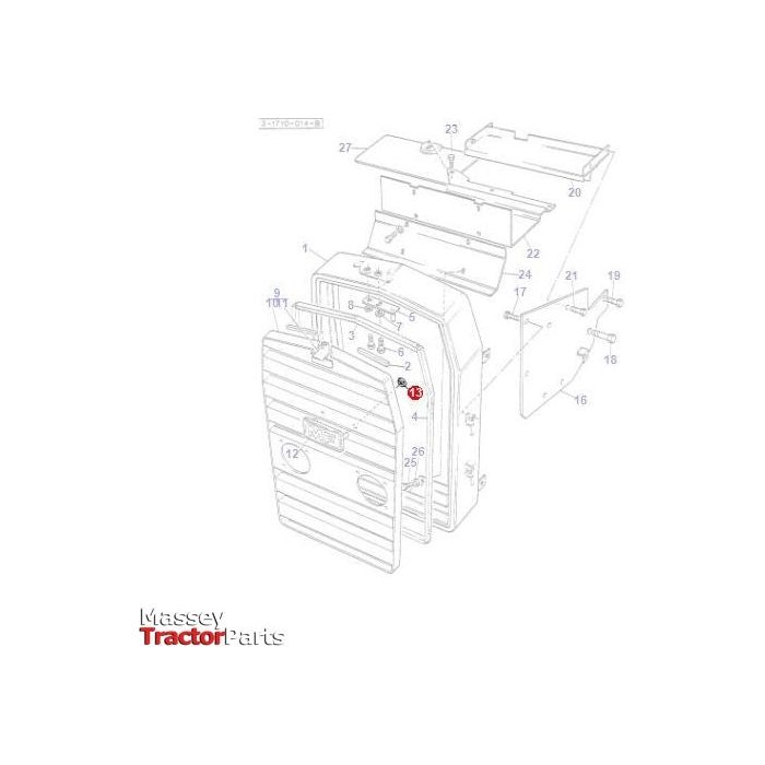 Massey Ferguson Fastner - 1683738M2 | OEM | Massey Ferguson parts | Grilles & Cowls-Massey Ferguson-Bonnet Catches,Bonnets & Components,Cabin & Body Panels,Farming Parts,Tractor Body,Tractor Parts