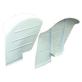 Two white, curved metal fender panels with ridges and corner reinforcements, appearing as replacement parts or components for a larger assembly, possibly linked to Ford/New Holland machinery. These are part of the Fender Set (RH & LH) by Sparex, designated as Sparex Part No. S.67129.
