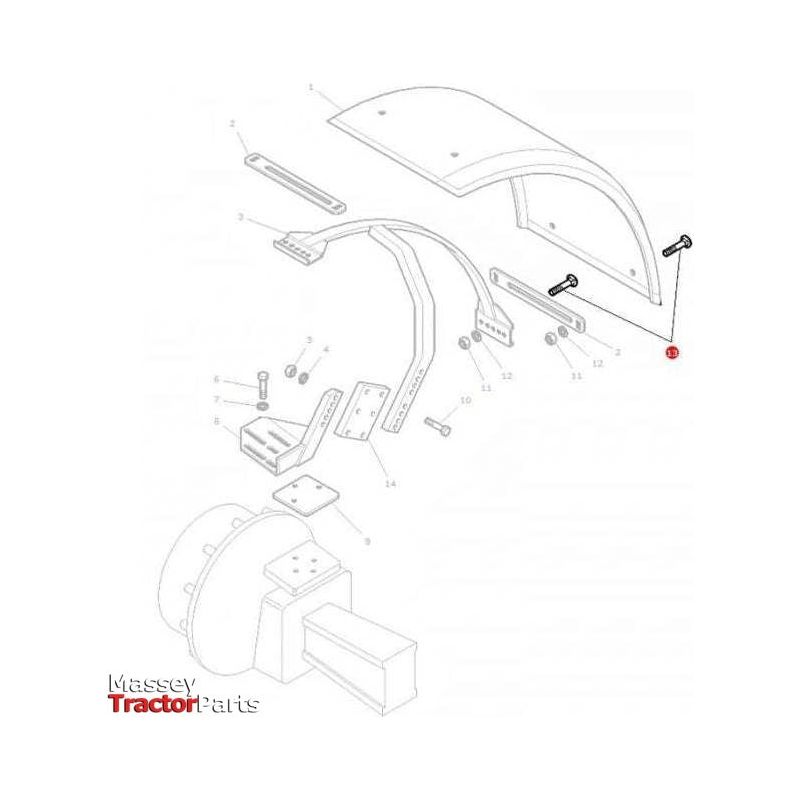 Massey Ferguson Fender Skin Bolt - 390809X1 | OEM | Massey Ferguson parts | Axles & Power Transmission-Massey Ferguson-Cabin & Body Panels,Farming Parts,Fenders,Tractor Body,Tractor Parts