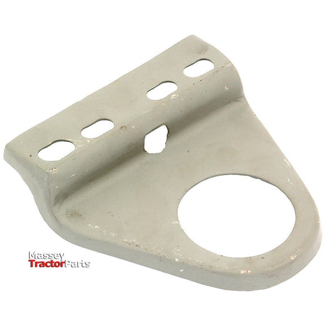 A grey metal bracket, featuring four small holes at the top and one large circular hole at the bottom, is labeled with "Massey Tractor Parts" in the bottom left corner. This essential item serves as a filler hose support for Ford New Holland tractors and is available under the brand Sparex with Part No. S.67925.