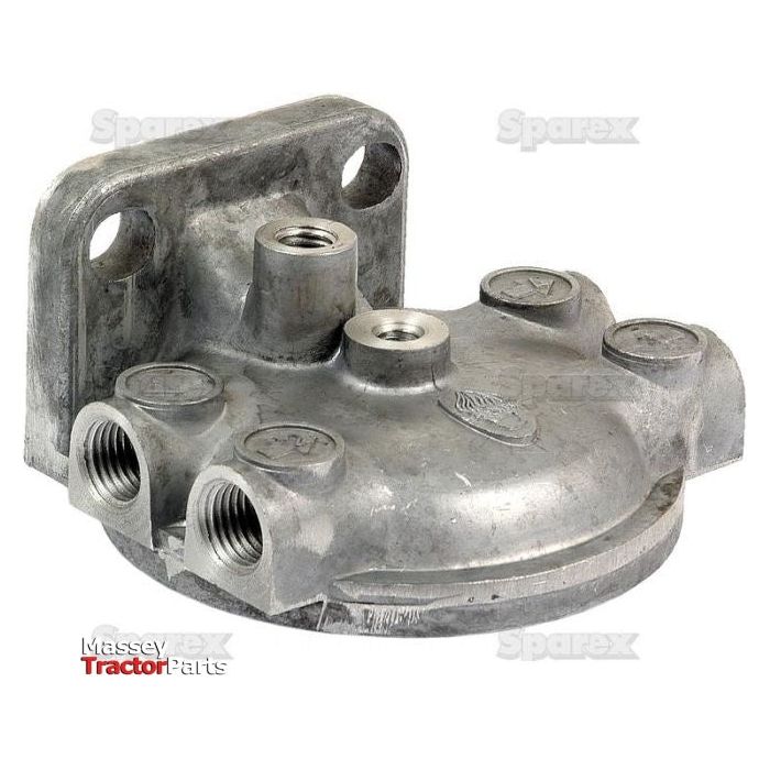 A versatile aluminum filter head, branded "Sparex," featuring multiple threaded inlets and outlets along with mounting holes, marked with "Massey Tractor Parts" and identified as Sparex Part No. S.59081—perfect for various tractors.