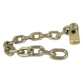 Flail Chain Assembly 3/8'' x 15 Link Replacement for Dowdeswell, Howard (Sparex Part No. S.78851), gold-colored metal with a rectangular clasp on one end, suitable as a replacement for Dowdeswell.