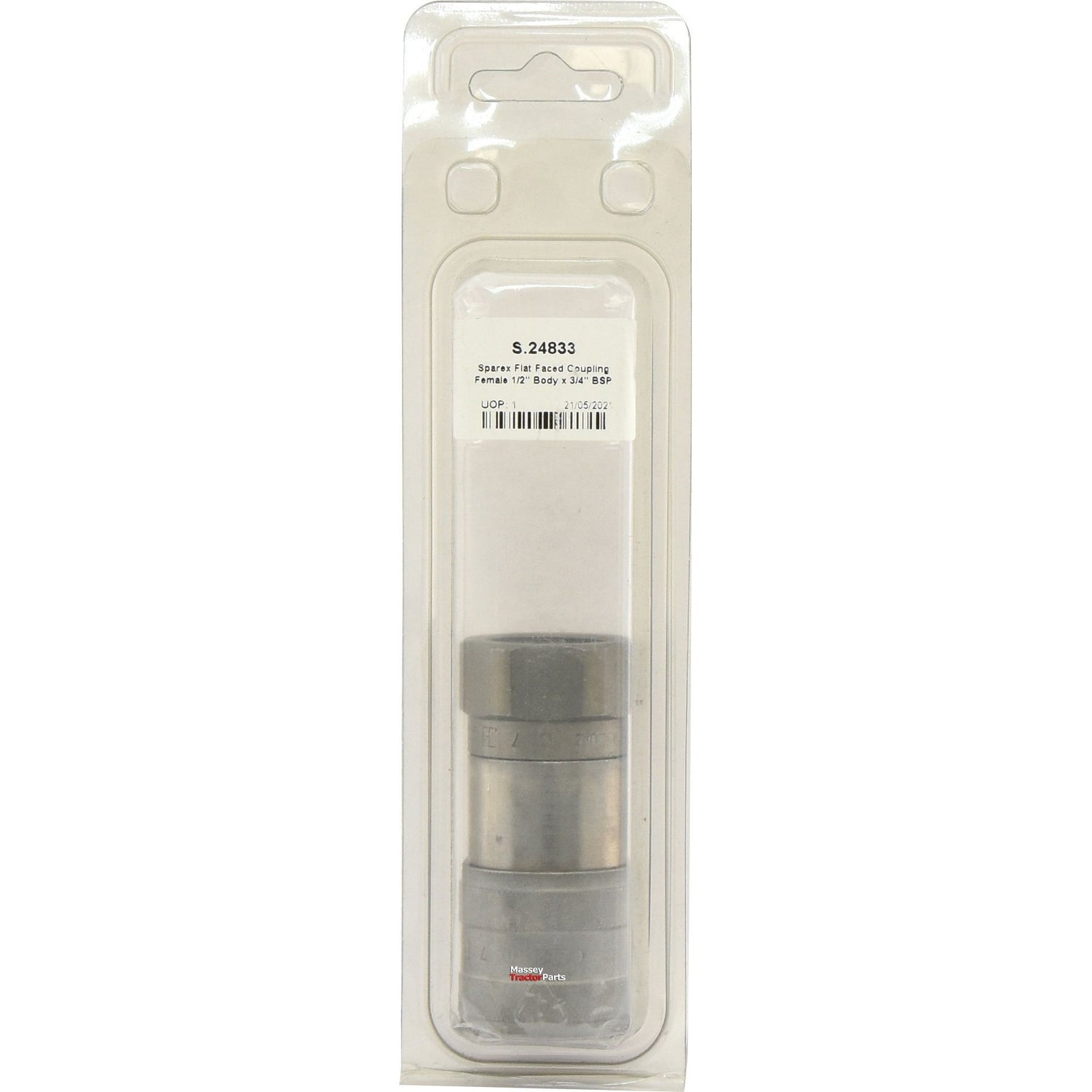 Flat Faced Coupling Female 1/2" Body x 3/4" BSP Female Thread (Agripak 1pc.) - S.24833 - Farming Parts