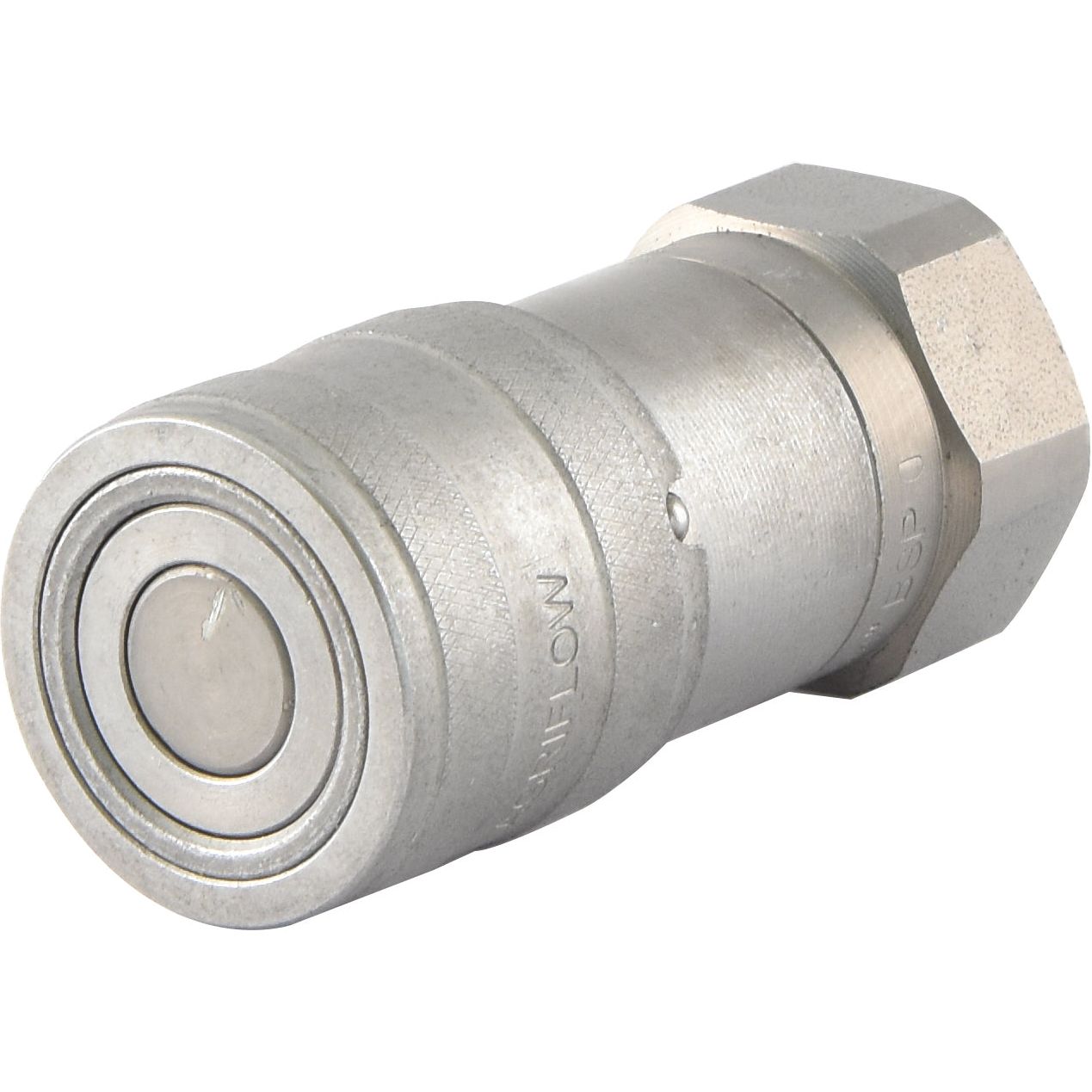 The Sparex Flat Faced Coupling Female 3/8'' Body x 3/8'' BSP Female Thread (Agripak 1 pc.), also known by its part number S.24828, is a metallic hydraulic quick-connect coupling ideal for connecting hydraulic hoses and lines.