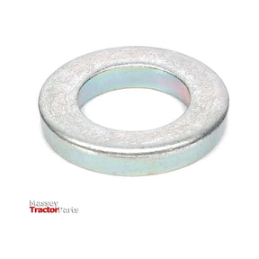 A silver metallic washer with the "AGCO" brand logo in the corner, set against a white background, named Massey Ferguson - Flat Washer - 3019575X1 and compatible with Massey Ferguson 2WD and 4WD tractor models.