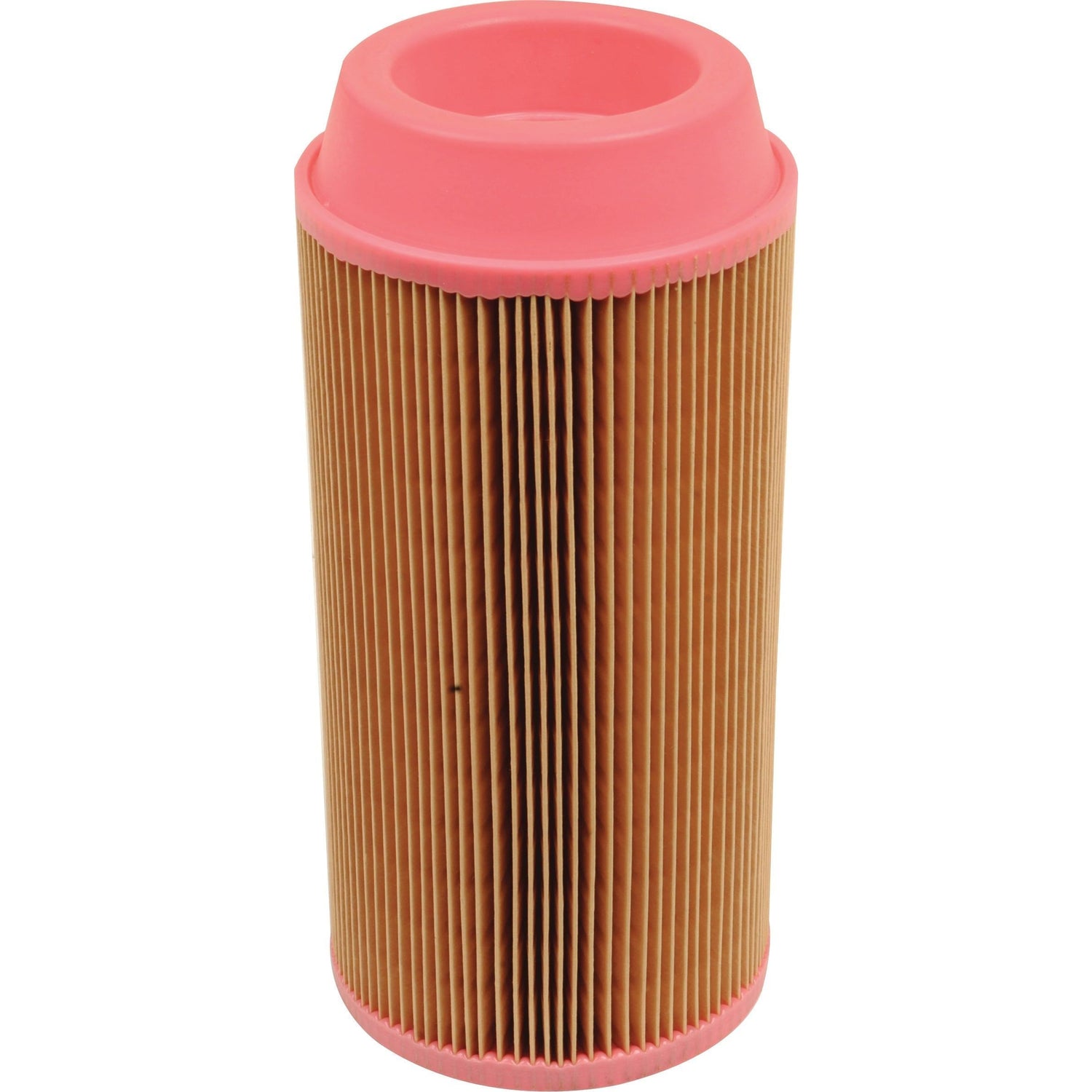 A cylindrical, pleated Sparex Air Filter - Outer (AF26387) with pink rubber ends designed for Kubota equipment.