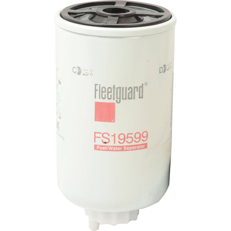 The Sparex Fuel Separator - Spin On - FS19599 (Sparex Part No. S.76607), designed for optimal performance with Fendt VARIO engines, features a sleek cylindrical shape with a white body and black top.