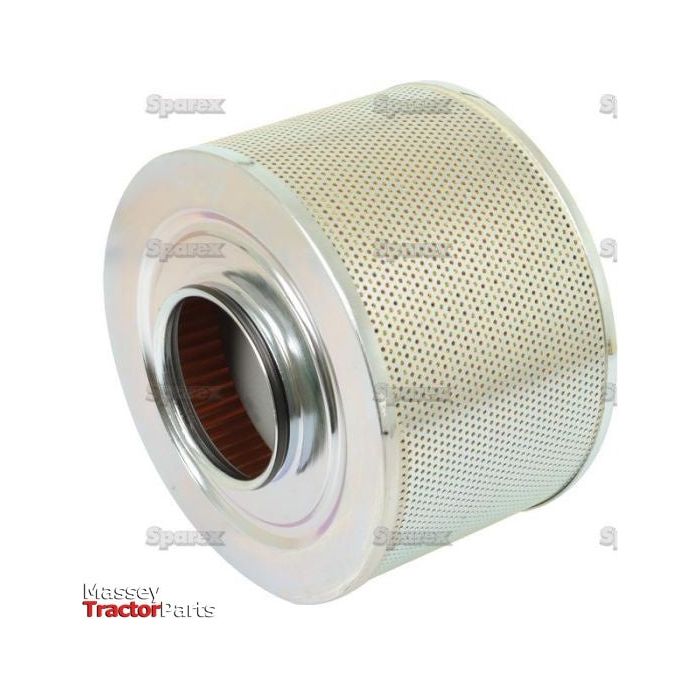 A cylindrical metal hydraulic filter with a perforated exterior. Labeled "S.34593" and "Sparex" on the image, it is compatible with Ford / New Holland tractors. The bottom left corner displays "Massey Tractor Parts" in partially visible text.