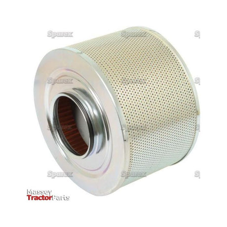 A cylindrical metal hydraulic filter with a perforated exterior. Labeled "S.34593" and "Sparex" on the image, it is compatible with Ford / New Holland tractors. The bottom left corner displays "Massey Tractor Parts" in partially visible text.