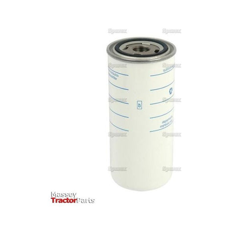 This Sparex HF6141 hydraulic filter, part number S.55702, is a white cylindrical filter with blue markings and a metallic top. It features a thread size of 1 - 12 UNF-2B and is labeled "Massey Tractor Parts" at the bottom corner.
