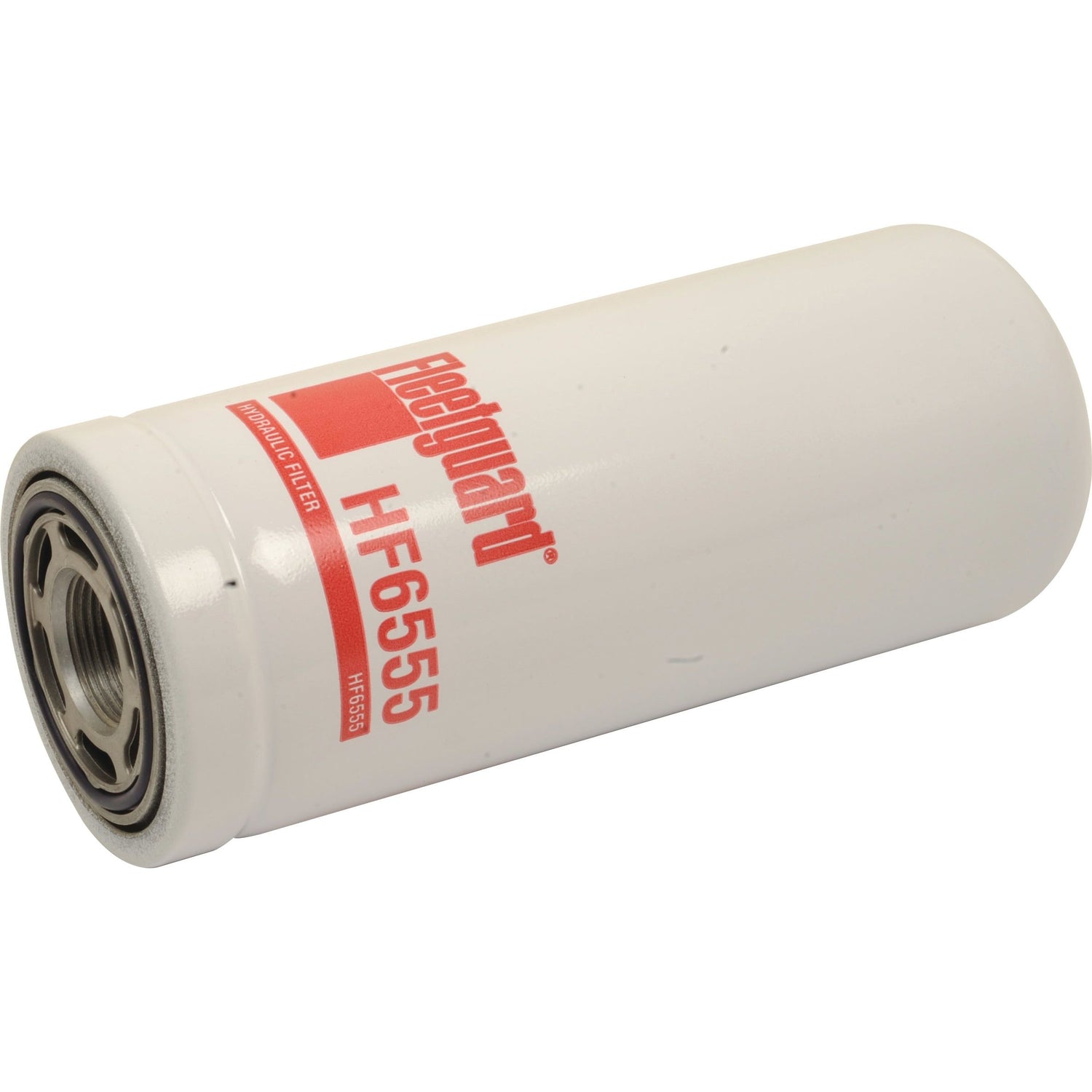 A white cylindrical oil filter labeled "Hydraulic Filter - Spin On - HF6555" and "Sparex S.76700" on the side.