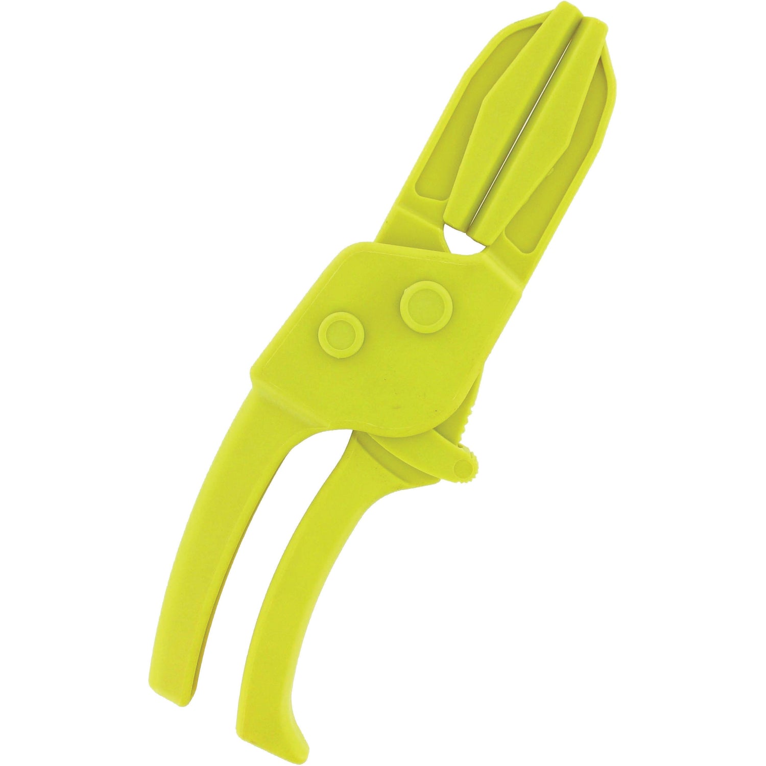 The Sparex Flexible Line Clamp Pliers Heavy Duty (19 - 57mm), part number S.151754, is a yellow plastic clamp tool with a spring mechanism and two handles.