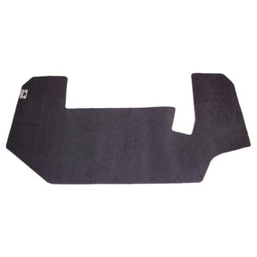 The AGCO Massey Ferguson - Floor Mat (Carpet Material - 3931950M1) in black is engineered with cutouts for seamless compatibility around seats and other interior components, providing a precise fit for the Massey Ferguson 6400 Series.