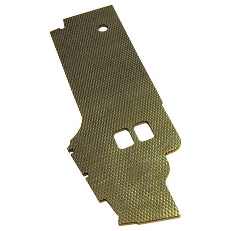 The Floor Matting RH by Sparex, Part No. S.71364, is a rectangular green textured panel, perfect as floor matting for Sparex or Ford/New Holland Tractors. It features two square cutouts near the bottom and a single circular cutout near the top.