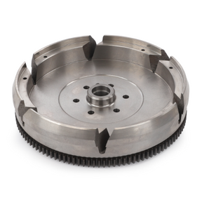 A circular metal component with a toothed outer edge and several inward-facing notches, likely part of an AGCO Massey Ferguson tractor assembly, specifically the Flywheel 12 - 3819666M91 model.